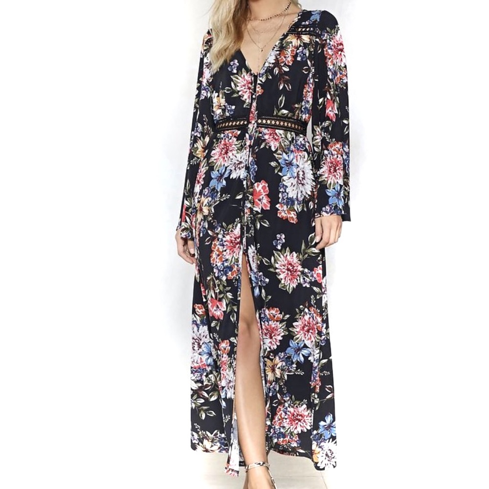 Nasty Gal Floral Maxi Dress Boho Spring Summer Festival Cottagecore Party Ibiza